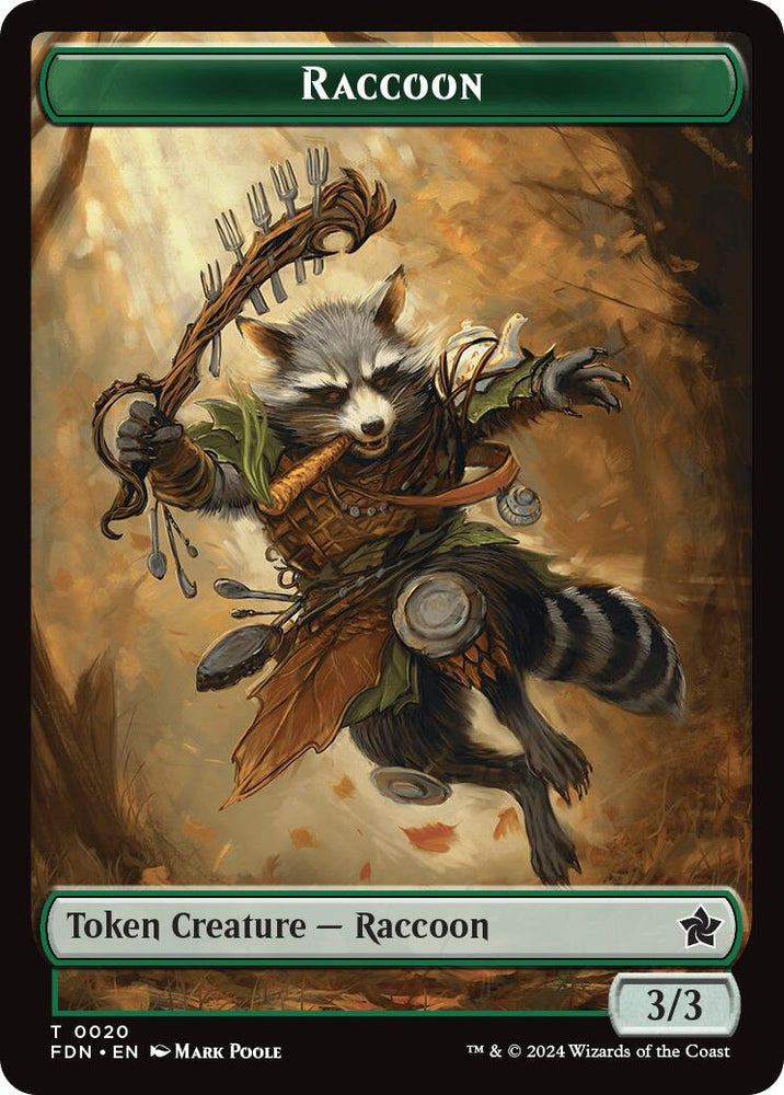 Elf Warrior // Raccoon Doubled-Sided Token [Foundations Tokens]