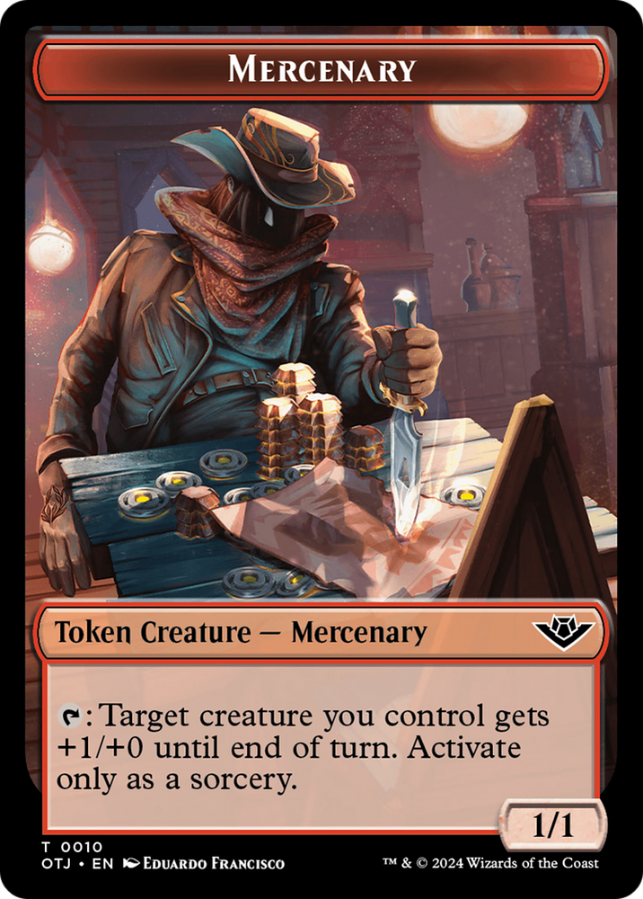 Mercenary // Pest Double-Sided Token [Outlaws of Thunder Junction Tokens]