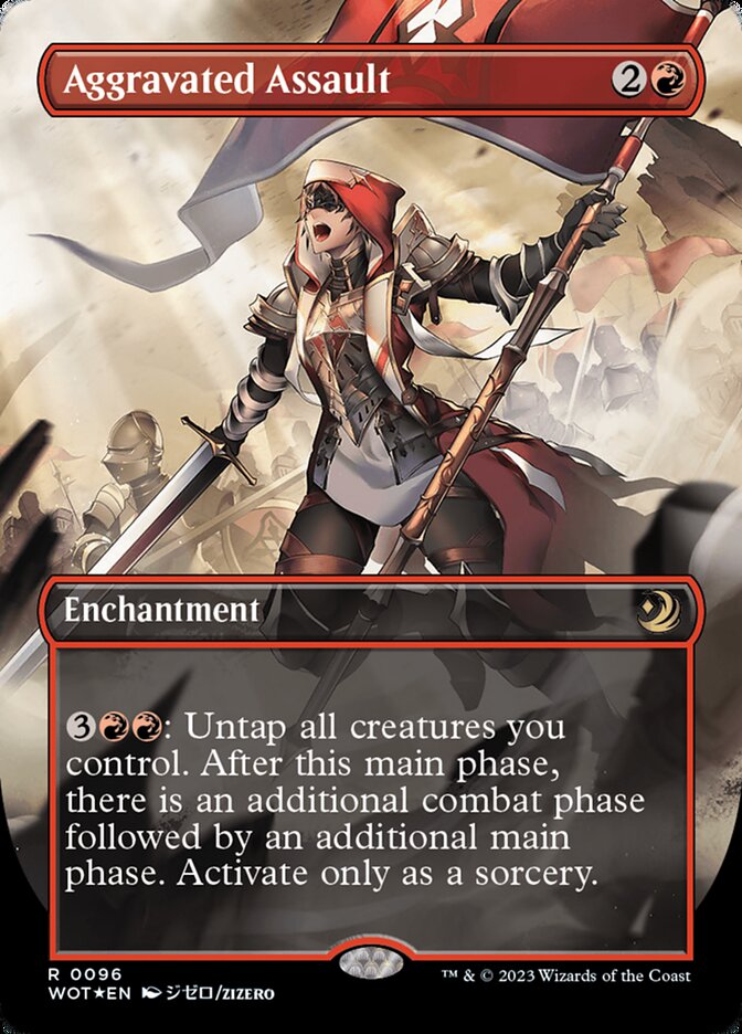 Aggravated Assault (Anime Borderless) (Confetti Foil) [Wilds of Eldraine: Enchanting Tales]