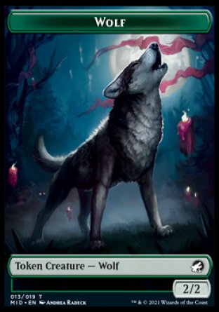 Wolf // Teferi, Who Slows the Sunset Emblem Double-sided Token [Innistrad: Midnight Hunt Tokens]